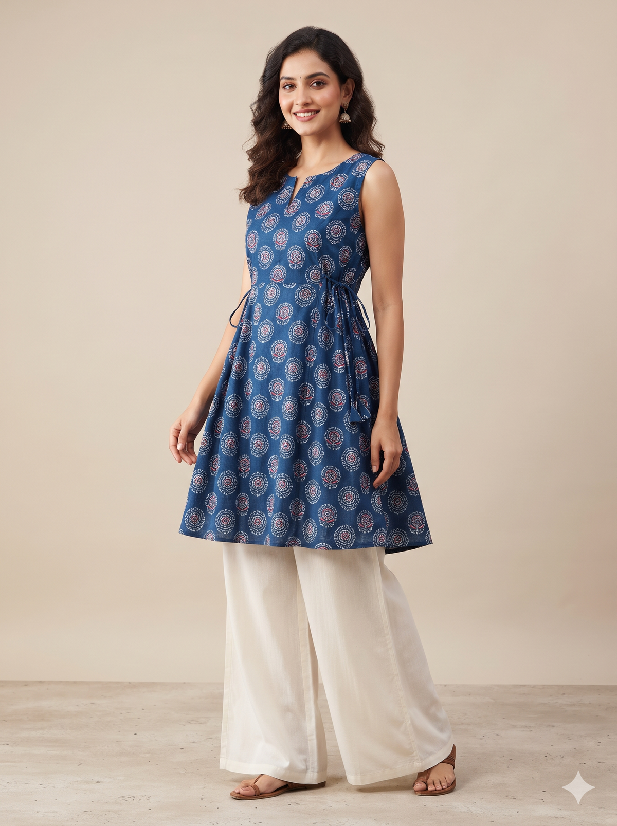 Neel Dori – Indigo Sleeveless Short Kurti